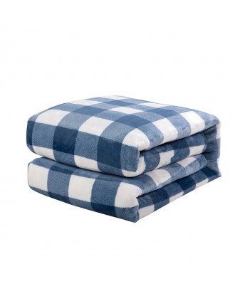 Customized Modern Simple Coral Fleece Blanket Thicken Printed Flannel Plaid Striped Blanket For Home Decor