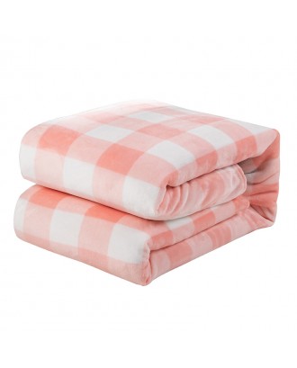 Customized Modern Simple Coral Fleece Blanket Thicken Printed Flannel Plaid Striped Blanket For Home Decor