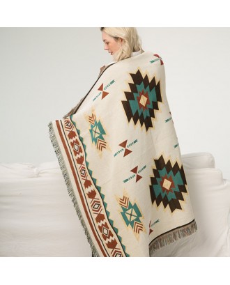 Moroccan style organic cotton knit knitting bed blanket