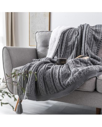 Bed Sofa Couch Living Room Bedroom Throw Blankets Soft Throw Sherpa Fleece Blanket with Tassels for Winter