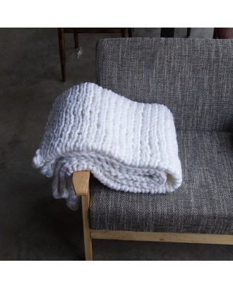 Hot Woolen Hand-woven Throw Flannel Fleece Blanket Knitted Wool Sofa Chunky Knit Weighted Blanket