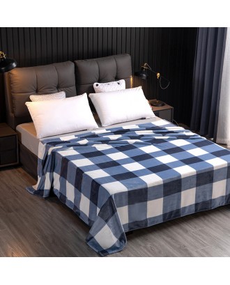 New Arrival Coral Fleece Plaid Striped Blanket Home Decorative Modern Thicken Printed Flannel Blanket