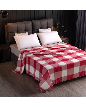 New Arrival Coral Fleece Plaid Striped Blanket Home Decorative Modern Thicken Printed Flannel Blanket