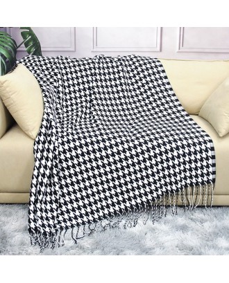 Custom Nordic Tassel Houndstooth Knitted Wool Blanket Office Nap Air Conditioning Blanket Sofa Set Towel Bed End Blanket