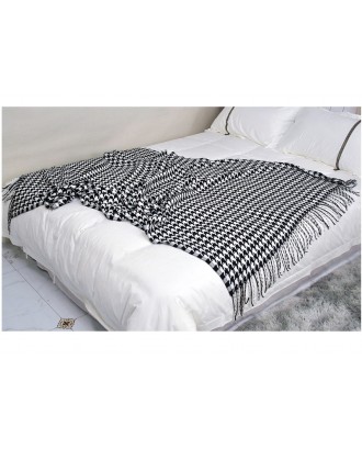 Custom Nordic Tassel Houndstooth Knitted Wool Blanket Office Nap Air Conditioning Blanket Sofa Set Towel Bed End Blanket