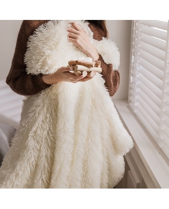 Top Sell Creamy White Medium Thick Artificial Wool Winter Blanket Double Large Soft Plush Warm Gift Decorative Blanket