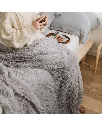 Top Sell Creamy White Medium Thick Artificial Wool Winter Blanket Double Large Soft Plush Warm Gift Decorative Blanket