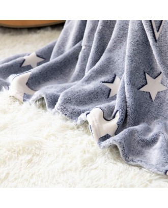 Super Soft Coral Fleece Stars Patterns Throw Flannel Sofa Bed Luminous Blanket Glow in Dark Blanket