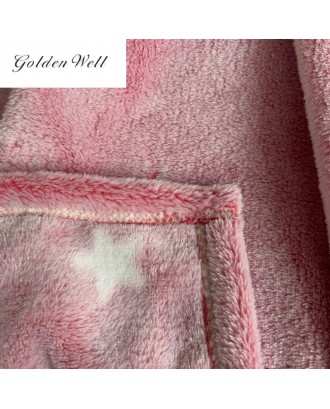 Super Soft Coral Fleece Stars Patterns Throw Flannel Sofa Bed Luminous Blanket Glow in Dark Blanket