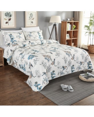High quality 3pcs set 100% cotton printed patchwork full size elegant embossed quilt bedding bedspread