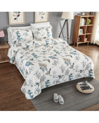 High quality 3pcs set 100% cotton printed patchwork full size elegant embossed quilt bedding bedspread