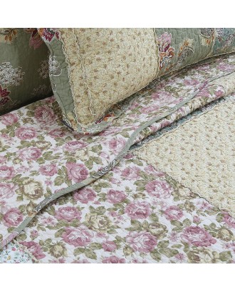 Hot sale products100% Cotton Floral Fabric True with Ruffle Decoration Small floral stitching quilt