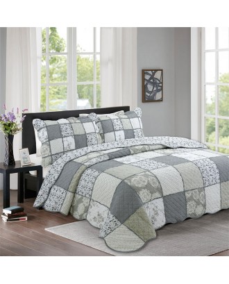 New style elegant embroidery cotton quilting patchwork 3pcs pillowcase bedspread bedding set quilts