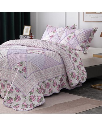 New style elegant embroidery cotton quilting patchwork 3pcs pillowcase bedspread bedding set quilts