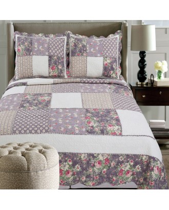 Exquisite Eco-Friendly Cotton Patchwork Ruffle Decor Fashion Patchwork Bedding Print Set