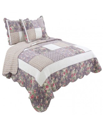 Exquisite Eco-Friendly Cotton Patchwork Ruffle Decor Fashion Patchwork Bedding Print Set