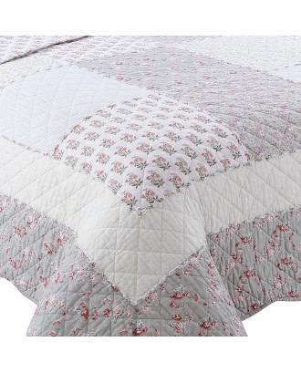 Wholesale  Eco-friendly Cotton Floral Fabric True Patchwork Ruffle Decoration Quilt