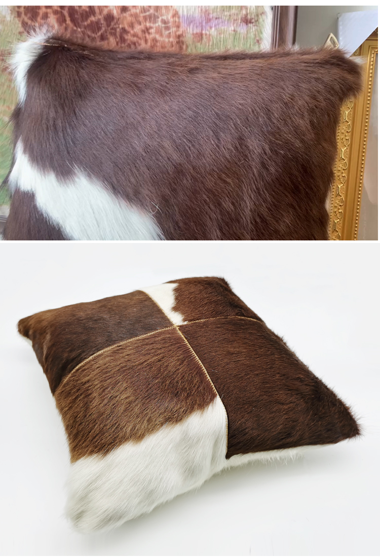 Factory direct sale custom luxury pillow covers home decor pillow case cushion cover cowhide leather pillow cover