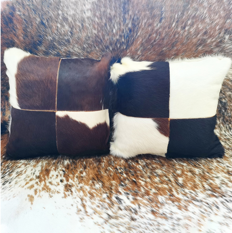 Factory direct sale custom luxury pillow covers home decor pillow case cushion cover cowhide leather pillow cover